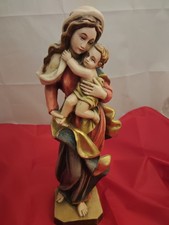 Holzfigur „Mutter mit Kind“ Madonna ca. 39 cm – Handbemalt – Vermutlich Vintage 