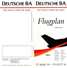 [e54] 2x Flugplan / Timetable - Deutsche BA - Sommer - 1994