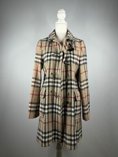 Burberry Damen Polyester Dufflecoat Mantel Beige Nova Check Gr. 40