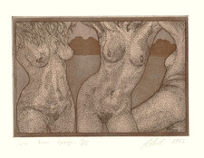 Farbradierung " Die Drei Grazien " unleserlich handsigniert u. nummeriert 4/150