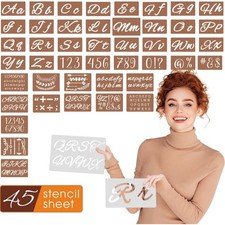 Kalligraphie Schablonen Holz Buchstaben Zahlen Satzzeichen Kreativ Set