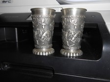 2 Zinnbecher ZKS 95% Zinn Jagdmotiv