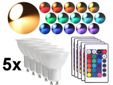 5x 4W RGBW LED GU10 Leuchtmittel 230V Fernbedienung Memory Funktion dimmbar RGB