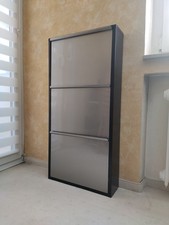 Schuhkipper 3 Schubladen Schuhschrank 103 x 50 x 15 cm schwarz / silber