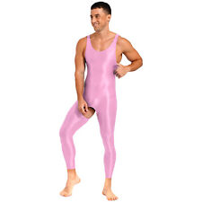 iEFiEL Herren Bodysuit Glänzende Herrenstrumpfhose mit offenem Schritt Jumpsuits