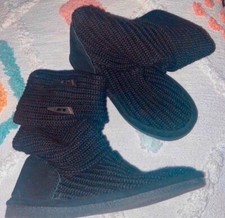 Bearpaw Stiefel gr.38 Strick - Lammfell (gefüttert) Schwarz wie Neu