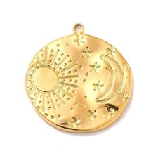 Sonne Mond Edelstahl 18k (IP) vergoldet  1 Anhänger Charms Medaillons DIY #S843