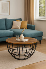 Voglrieder Couchtisch Lexington 55x55 cm Schwarz Tabacco Rund Industrial