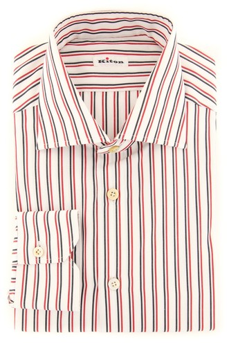 Kiton rot gestreift hemd - kiton,