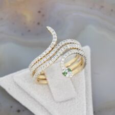 Wert 2990 € Diamant Tsavorit Ring Schlange 585 14 Karat Gelb Gold