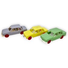 Wartburg DDR PKW Modelle Kunststoff Plaste Grau Grün Gelb 5 cm 3 Stück Sammlung