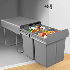 40L Abfalltrennsystem Müllsammler Mülltrenner Eimer Auszug Einbau Trennung 2x20L