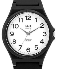 Q&Q by Citizen Uhr 10 Bar Silikon Armbanduhr Sport Freizeit | Schwarz Weiß