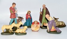 10 alte Krippenfiguren Gips bemalt Maria Josef Jesuskind ...1950er Jahren
