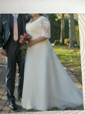 brautkleid lang,Gr.50 ,A-Linie,ivory, 3/4 Arm, incl.Bolero Kunstfell ivory, VB