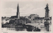 AK Landshut, Luipoldbrücke über die Isar, ungelaufen ca. 1910