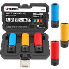 SCHLAGSCHRAUBER NÜSSE 17 19 21 mm KRAFT SCHONEINSÄTZE 1/2" NUSS SET ALUFELGEN