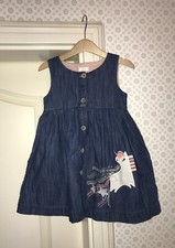 Next England Kleid Jeanskleid Denimkleid 104 Mädchen Einhorn Stern Pailletten 