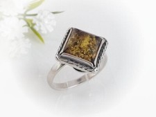 Bernsteinring Silber 925 grün