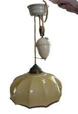 Lampe, Deckenlampe, Küchenlampe, Glasschirm, zwölfeckig, E 27, Textilkabel