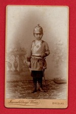 Portrait Foto Kind Uniform Garde De Corps Breslau Pickelhaube Säbel Brustpanzer