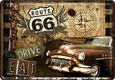 Blechpostkarte route road - route, 66