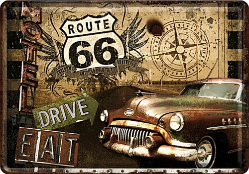 Blechpostkarte route road - 66,