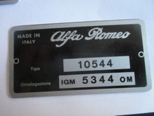 Typenschild schild alfa - schild, romeo