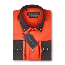 Herren Weiß & Schwarz Italienische Doppelkragen Hemd Smart Freizeit Formell