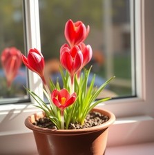 Schneekrokusse rote Krokusse