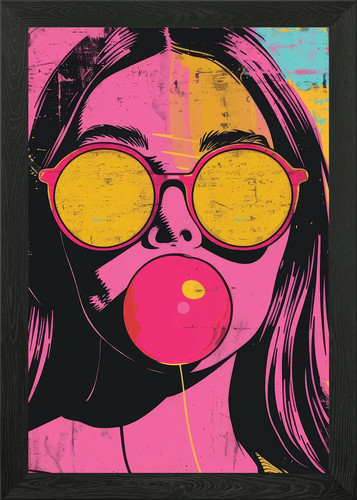 Pop art mädchen mit kaugummi - mit,