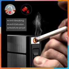 Alu Zigarettenetui mit Feuerzeug Elektronisch,Zigarettenbox+Feuerzeug Aufladbar
