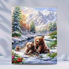 Diamond Painting Set Winter Bären Winterlandschaft   Schnee Bilder 5D 30 x 40