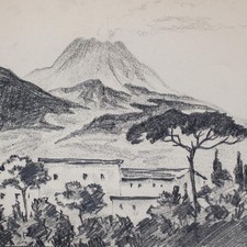 Hans Venter Italien Landschaft Stadtansicht Skizzenheft Bleistift Zeichung 1924
