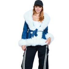 Jeansjacke mit Kunstfellbezug