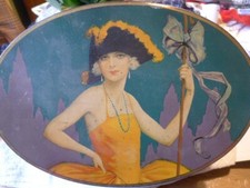 Seltene große Jugendstil Blechdose Funkenmariechen Karnevall