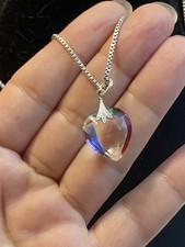 925 Silber alte Kette mit Rheinkiesel Anhänger