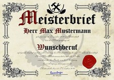 Meisterbrief Diplom Meisterurkunde Meistertitel Urkunde DIN-A3 - UK-102006