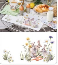 Tischset "Carrot Treat" Hasen Ostern Blumen 40x30cm Kunststoff Platzset Hase