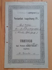 Original Dokument Notarurkunde Kaufvertrag 1917 (!) Notariat Augsburg