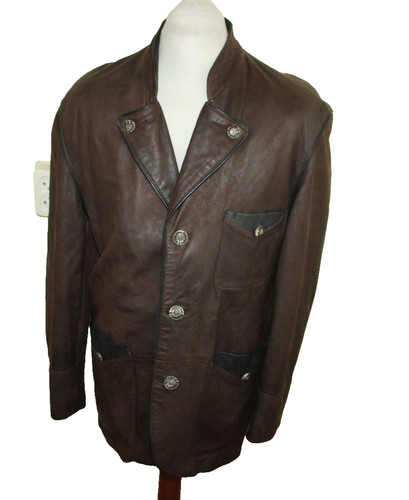 Braun leder trachten walkjacke - braun,
