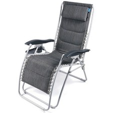 Lehnstuhl Fußauflage Liegestuhl Campingstuhl Hochlehner 150 Kg Garten dunkelgrau