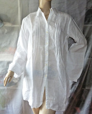 ZARTE LEINEN IMPRESSIONEN WEISSES HEMDBLUSEN KLEID LILIENFELS GR 38 MIT BIESEN