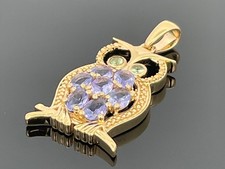 ANHÄNGER AUS 925/- SILBER GELBVERGOLDET MIT TANSANIT & PERIDOT SCHMUCKJAGD