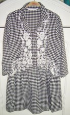 SCHÖNE ZARA VOLANT-TUNIKA L GRAU-WEISS VICHY-KARO KLEID BLUSE STICKEREI