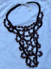 Kaviar gauche Collier Kette Statement Perlen Lila schwarz 55 cm Bohemian Style