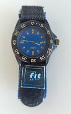 Armbanduhr Uhr Watch fit Fur Fun Blau Schwarz Klettverschluss Armband Unisex