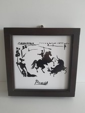 Vintage Kunstfliese Pablo Picasso Aleceando a un Toro Stierkampf SUPER SELTEN !!