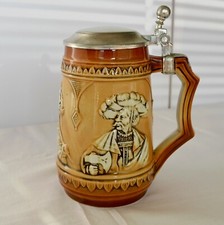 Bierkrug mit Zinndeckel 70er
