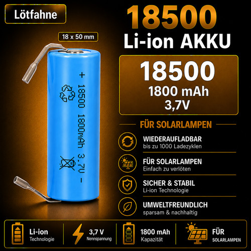 18500 1800 mah - 1800, li-ion